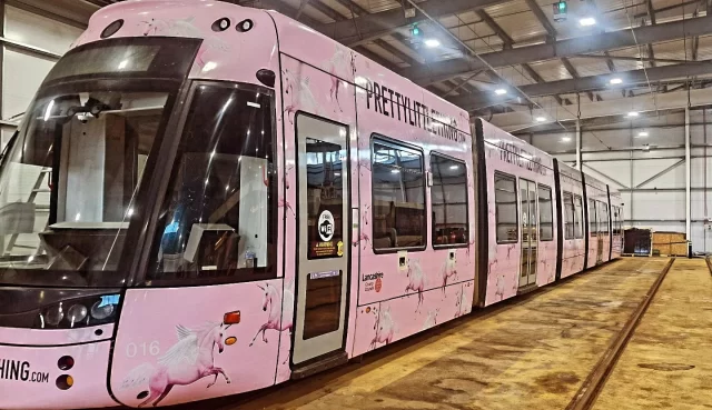 A big week for @garage_signs 
Our first ever Tram wrap..
This is the before pic....can't show the finished one
#vinyldecals #truckwrap #signwriting